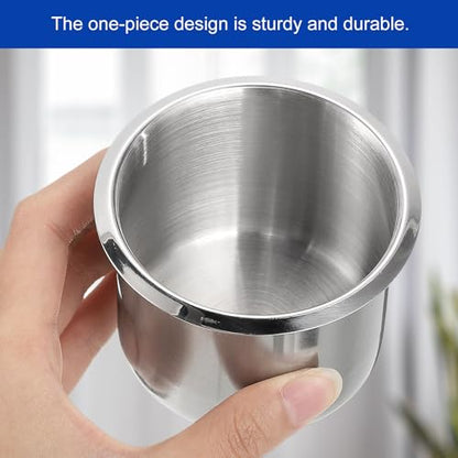uxcell 2 Pcs 201 Stainless Steel Drop-in Cup, 1.38" x 4.2" Drink Can Holder Poker Table Cup Holder Insert for Sofa Boat Car Marine, Silver - size: 1.38" x 4.2"