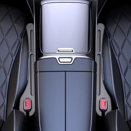 Car Seat Gap Filler Set of 2, Soft Foam Seat Side Gap Seam Filler with Drop Prevention & Storage Hook, Universal Fit Fill The Gap Between Seat & Console, Perfect for Car, SUV, Truck (Black)