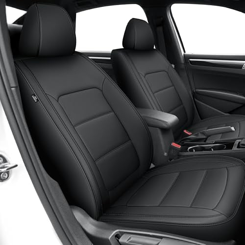 TTX LIGHTING Custom Fit Seat Covers for Volkswagen Passat 2012-2022 Waterproof Faux Leather Airbag Compatible(Black, Full Set 5 Seats) - size: 15.Passat 2012-2022 5 Seat Full Set