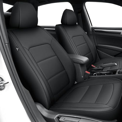 TTX LIGHTING Custom Fit Seat Covers for Volkswagen Passat 2012-2022 Waterproof Faux Leather Airbag Compatible(Black, Full Set 5 Seats) - size: 15.Passat 2012-2022 5 Seat Full Set