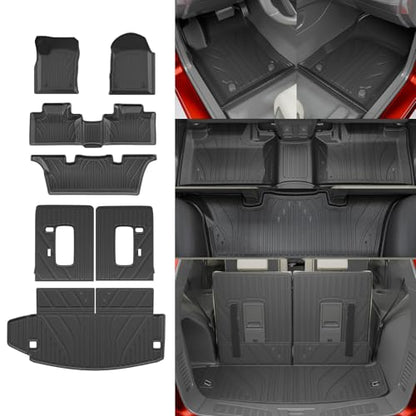 Floor Mats Compatible with 2016-2025 2026 Dodge Durango 6 Seats Cargo Mat Back Seat Protector Trunk Liner 2024 Durango Accessories (Fit 6 Seats, 3rd Row Backrest Mats+Trunk Mat+Floor Mats) - style: For Dodge Durango 6-Seater | 2016-2026