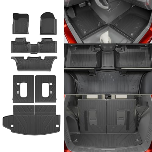 Floor Mats Compatible with 2016-2025 2026 Dodge Durango 6 Seats Cargo Mat Back Seat Protector Trunk Liner 2024 Durango Accessories (Fit 6 Seats, 3rd Row Backrest Mats+Trunk Mat+Floor Mats) - style: For Dodge Durango 6-Seater | 2016-2026