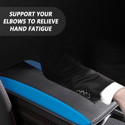 IHOTDER Stylish Car Center Console Cover,PU Leather Car Armrest Cover Prevent Scratches on Center Console,Universal Car Armrest Cushion Car Accessories Interior for Car SUV Truck (Blue) - color: Blue