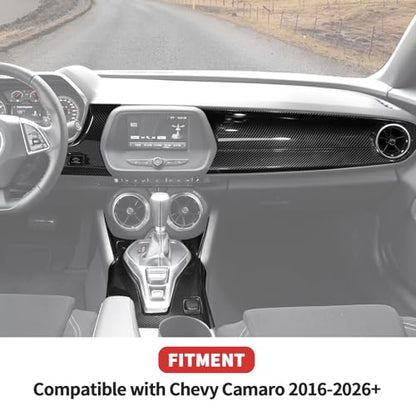 4Pcs Interior Trim Kit Cover Fit for 2016-2026 Chevy Camaro, Dashboard Gearshift Panel Cover,Carbon Fiber