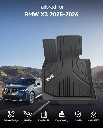 3W Floor Mats for BMW X3 G45 2025 2026, Accessories Custom Fit TPE All Weather Front & Rear Rows Waterproof Car Mats Liner for BMW X3 30/M50 xDrive - style: 2) X3 2025-2026 | Floor Mats