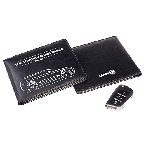 CANOPUS Car Registration & Insurance Holder with Magnetic Closure, Vehicle Document Organizer, Auto Glove Box Wallet, Includes 2 EZ Pass Strip Sets – SUV - color: Black, size: SUV