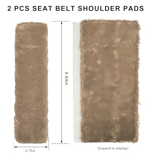 Sun Walker 2PCS Seat Belt Shoulder Pads, Fluffy Soft Plush Auto Seat Belt Pads for Protecting Your Neck & Shoulder, Comfortable Seatbelt Cover Warm Protective Cushion for Most Cars (Light Brown) - color: Light Brown