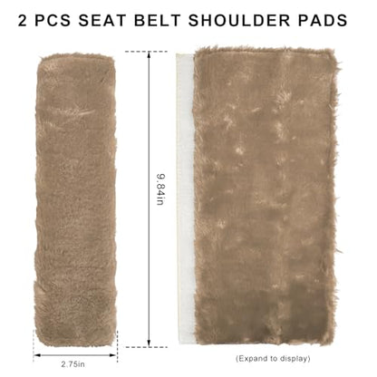 Sun Walker 2PCS Seat Belt Shoulder Pads, Fluffy Soft Plush Auto Seat Belt Pads for Protecting Your Neck & Shoulder, Comfortable Seatbelt Cover Warm Protective Cushion for Most Cars (Light Brown) - color: Light Brown