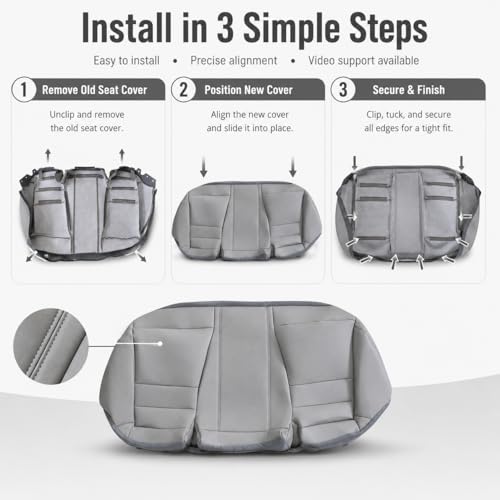 NLQR Back Car Seat Cover, Rear Bench Bottom Vinyl Cover Gray Compatible with Honda Accord 2008 2009 2010 2011 2012 - color: Gray