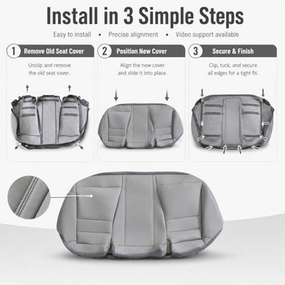 NLQR Back Car Seat Cover, Rear Bench Bottom Vinyl Cover Gray Compatible with Honda Accord 2008 2009 2010 2011 2012 - color: Gray