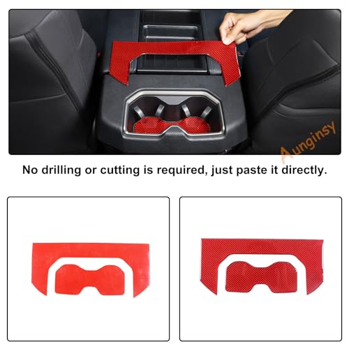 Aunginsy Car Rear Seat Central Armrest Cup Holder Cup Panel Trim Sticker Compatible with Toyota Tundra/Sequoia 2022-2024 Car Back Center Console Cup Holder Decorative Frame Protect Cover Accessories - size: Rear Cup Holder Panel Trim