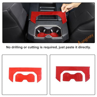 Aunginsy Car Rear Seat Central Armrest Cup Holder Cup Panel Trim Sticker Compatible with Toyota Tundra/Sequoia 2022-2024 Car Back Center Console Cup Holder Decorative Frame Protect Cover Accessories - size: Rear Cup Holder Panel Trim