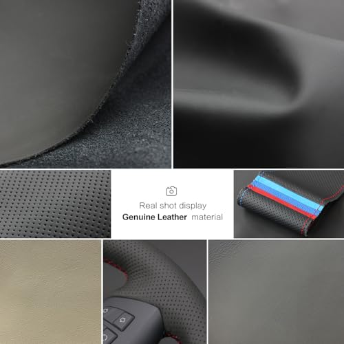 MEWANT Hand Stitch Customized Steering Wheel Cover Wrap for Land Rover Range Rover Sport III(L461) 2023-2024 / Discovery Sport (L550) 2021-2024 / Range Rover Evoque II(L551)/ Range Rover Velar (L560) - color: Real Leather Customize