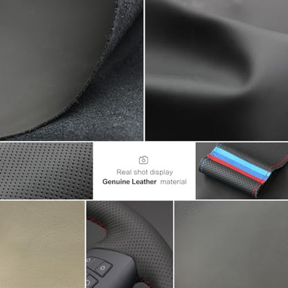 MEWANT Hand Stitch Customized Steering Wheel Cover Wrap for Land Rover Range Rover Sport III(L461) 2023-2024 / Discovery Sport (L550) 2021-2024 / Range Rover Evoque II(L551)/ Range Rover Velar (L560) - color: Real Leather Customize