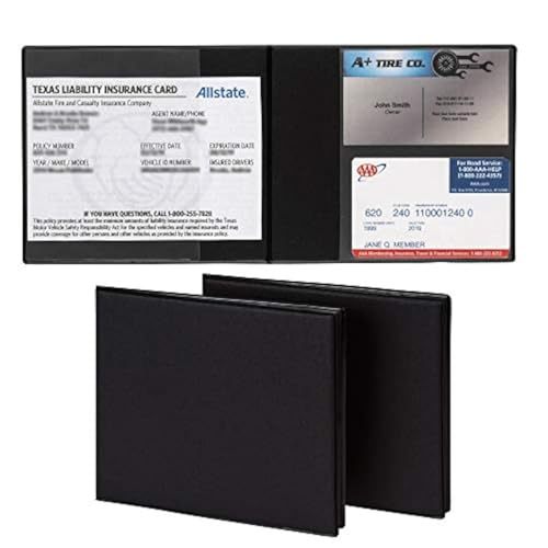 Samsill 2 Pack Car Registration and Insurance Holder, 5.25" x 4.75" Black Glove Box Organizer, Perfect for Multiple Vehicles - size: 5.25" x 4.75", style: 2 PACK