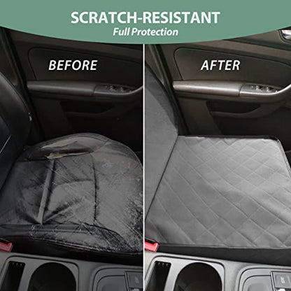 Dog Car Front Seat Cover with Side Flaps & Buckle Straps for Pet, 100% Waterproof 600D Oxford Single Seat Protector Heavy Duty Quilted Scratch Proof, Universal Size for SUV Truck, Grey