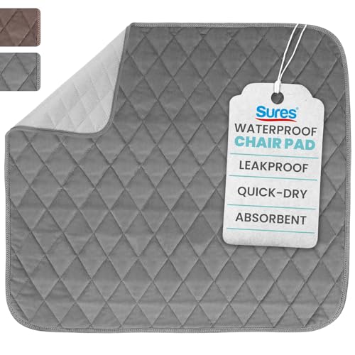 Sures Waterproof Chair Pads for Incontinence (22" x 21") - Washable, Waterproof Seat Protector - Chair Protector Seat Cover - Absorbent Pad for Bed, Seat, Car, Wheelchair & Recliner (Gray, 1 Pack) - color: Gray, size: 1 Pack