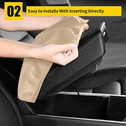 AOMSAZTO Console Covers for 2012-2015 Civic Honda Beige Armrest Cushion for Civic - color: beige