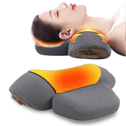 3-in-1 Neck Massager Pillow with Heat - Electric Deep Tissue Massage for Neck & Shoulder Pain Relief, Portable Hump Corrector, Memory Foam Massaging Pillow for Home, Car, Office