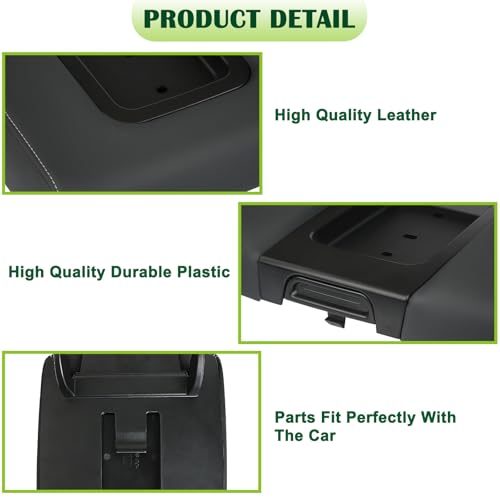 Front Seat Center Console Armrest Lid with Base Black Compatible with 2014-2019 Chevrolet Chevy Silverado Suburban Tahoe GMC Sierra Yukon XL Replaces 22881398 22876379 - color: Black Armrest Lid with Base