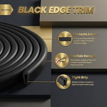 Rubber U Channel Edge Trim, Door Seal Strip, Fits Edge up to 1/16 Inch (1. 6mm) U Shape Weather Stripping(10 Feet,Black) - color: Black, size: 10 Feet