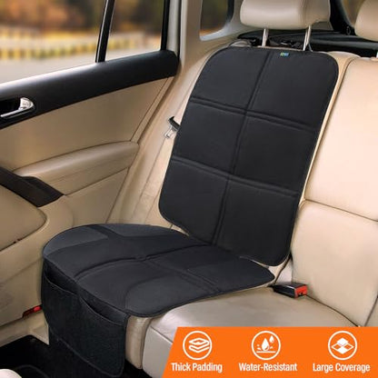 JOYSKY Car Seat Protector for Child Car Seat, 2 Pack Carseat Protectors for Under Child Seats with Thick Padding, Waterproof Fabric and Storage Pockets, Protection for Automotive Interior