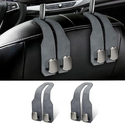 2 Pack Car Seat Headrest Hooks for Purses and Bags, Car Purse Holder With Double Metal Hooks, Headrest Back Seat Handbags Hook, Universal Car Purse Hanger, Cute Car Hanging Accessories, Grey - color: 2pcs Grey