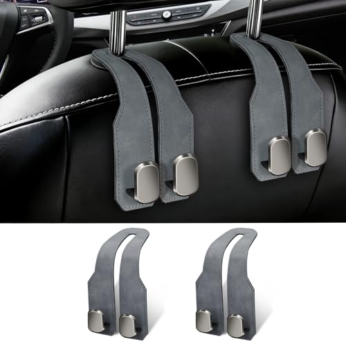 2 Pack Car Seat Headrest Hooks for Purses and Bags, Car Purse Holder With Double Metal Hooks, Headrest Back Seat Handbags Hook, Universal Car Purse Hanger, Cute Car Hanging Accessories, Grey - color: 2pcs Grey