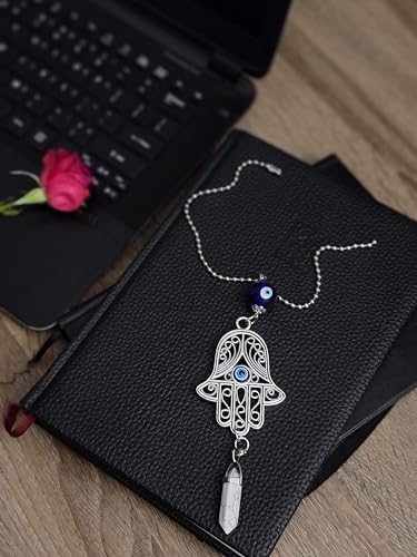 LUCKBOOSTIUM Hand Protection Amulet Evil Eye Car Rearview Mirror Hanging Ornament Charms Accessories Car Charm Good Luck - (2"x11" White Turquoise) - color: White Turquoise