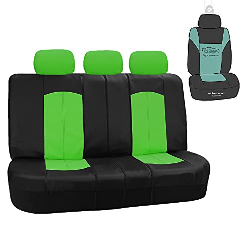 FH Group Highest Grade Faux Leather Split Bench Seat Cover, Rear Set – Universal Fit for Cars Trucks & SUVs (Green/Black) PU008013 - color: Green, size: Rear Set