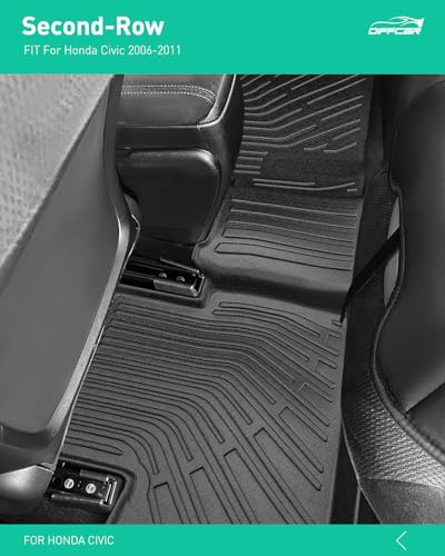 Car Floor Mats for Honda Civic: 2006 2007 2008 2009 2010 2011 All Weather Rubber Black Trunk Liner Full Set Mats Fit for 5-Seat 8th Gen Civic Si Sedan (Not Fit Coupe) TPE Cutsom Automotive Accessories