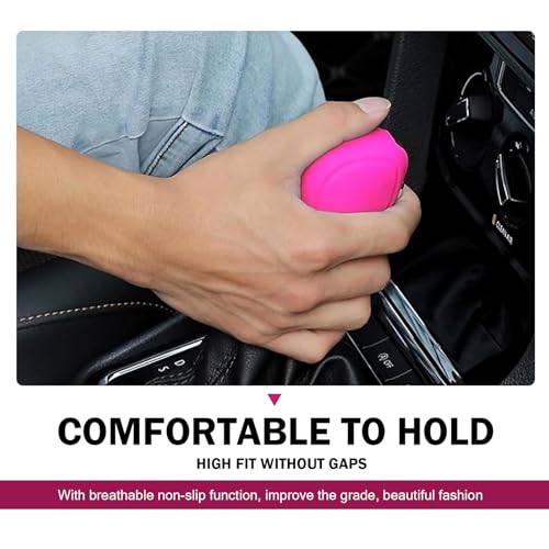 Eratus Pack-2 Car Shift Knob Cover, 2.36" x 3.15" Non-Slip and Scratch-Resistant Shifter Lever Protector, Flexible Silicone Perfect Fit Comfortable Handle Decoration, Universal for Cars (Pink)