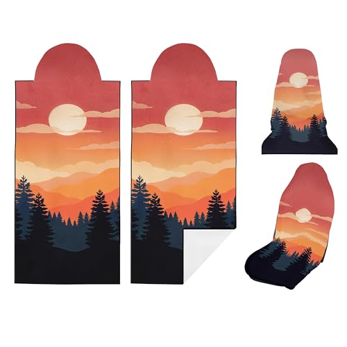 2 Pack Car Seat Towel Covers, Sweat Protector for Front Seats, Premium Thickened Microfiber with Great Smoky Mountains, Breathable & Quick Dry, Slip-on Headrest Pocket for Gym Running Universal Fit - color: Great Smoky Mountains