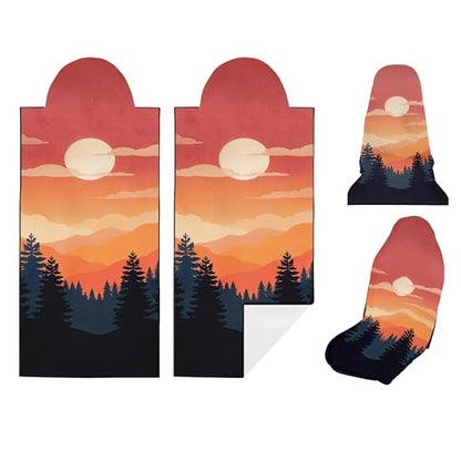 2 Pack Car Seat Towel Covers, Sweat Protector for Front Seats, Premium Thickened Microfiber with Great Smoky Mountains, Breathable & Quick Dry, Slip-on Headrest Pocket for Gym Running Universal Fit - color: Great Smoky Mountains