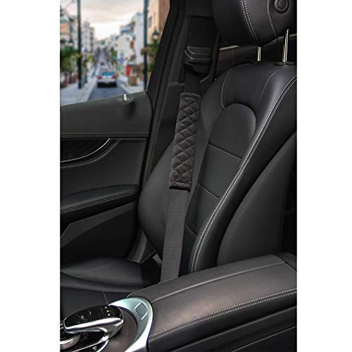 Amooca Soft Automotive Seat Belt Cover Seatbelt Shoulder Pad Neck Protector Cushions Universal Fit SUV Trucks Backpack 2 PCS Black 10.2in - color: Black, size: 10.2in-2pc