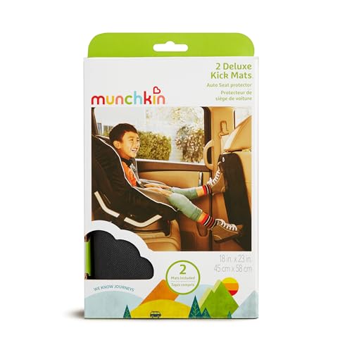Munchkin® Back Seat Cover for Kids, Deluxe Kick Mats™ Car Seat Protector, Black, 2 Pack