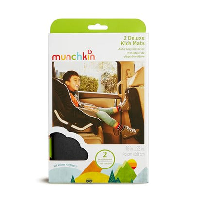 Munchkin® Back Seat Cover for Kids, Deluxe Kick Mats™ Car Seat Protector, Black, 2 Pack