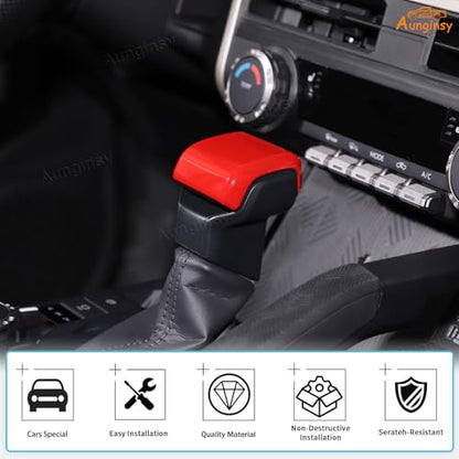 Aunginsy Car Gear Shifter Hand Brake Trim Cover Compatible with Toyota Tacoma 2026 2025 2024 & 4Runner 2026 2025, Automatic Center Console Gear Shift Head Knob Scratch Protector Cover ABS Accessories - color: Red(A)