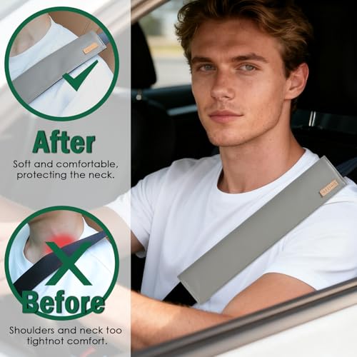 2-Pack Seat Belt Covers, Universal Car Seat Belt Pads Protector for Comfortable Driving, Relief Neck & Shoulder Pain, Fits All Cars & Backpack Straps (05-Grey) - color: 05-Grey