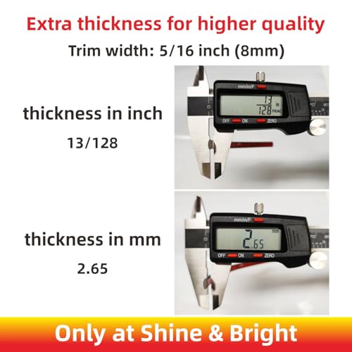 NANSH 16Ft Glossy Black Extra Thick Auto Molding Trim Universal Bumper Window Door Body Side Decorative Strip Scratch-Proof (Width: 5/16inch [8mm]) - size: Width: 5/16inch [8mm]