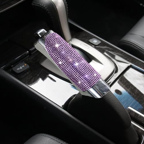 Car Handbrake Covers Torcarvh Crystal Diamond Handbrake Decorative Cover Anti Scratch Auto Gear Shift Collars Self Adhesive Handbrakes Protective Accessories (Pink) - color: Pink
