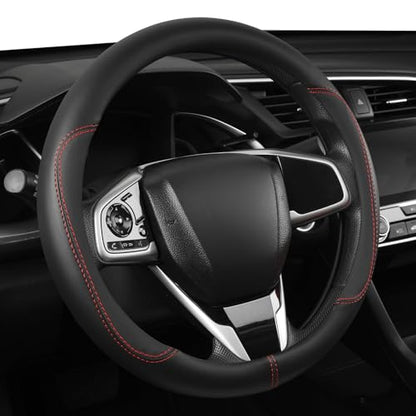 Car Steering Wheel Cover,Microfiber Leather Steering Wheel Cover Fit15.5-16 inch Large Size for F150 F250 F350 Ram Tacoma 4Runner Tundra Range Rover (Black) - color: Black, size: Large Size[15.5"-16"]