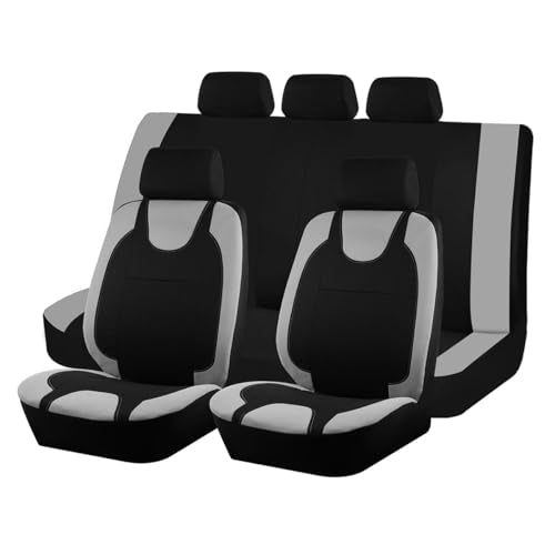 Car Seat Covers Full Set, Split Waterproof Polyester Mesh Vehicle Front and Rear Seat Protectors, All-Weather Automotive Interior Chair Cushion, Universal for Automobile RV Truck (Grey) - color: Grey
