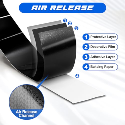 Spurtar Gloss Black Vinyl Wrap 4 Inch x 20ft Air-Release Adhesive Car Vinyl Tape Chrome Delete Wrap Roll DIY Car Exterior Decoration Door Edge Guard Vehicle Detailing Paper 10CM x 6M - size: 4 in x 20 ft