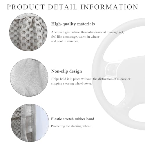 Yourkar Elastic Steering Wheel Cover, 15"×15" Comfy Breathable Stretch Steering Wheel Protector, Ice-Silk Cloth Polyester Steering Wheel Cover for Men Women, Car Accessories (Gray) - color: Gray