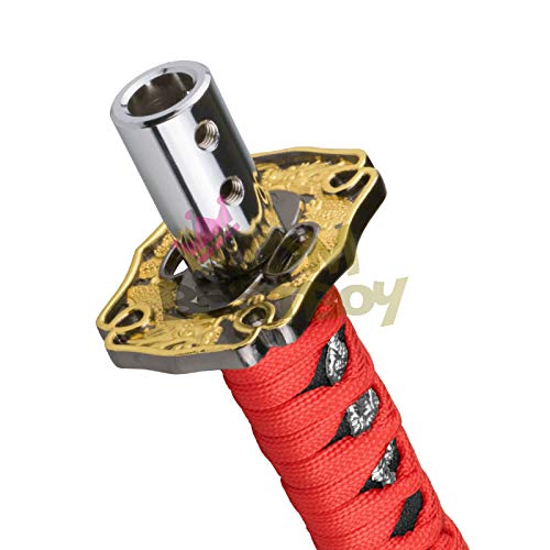 JDMBESTBOY Samurai Sword Red Black Shift Knob Shifter Alloy Katana Adapters Universal 15cm - color: Red Black, size: 15cm