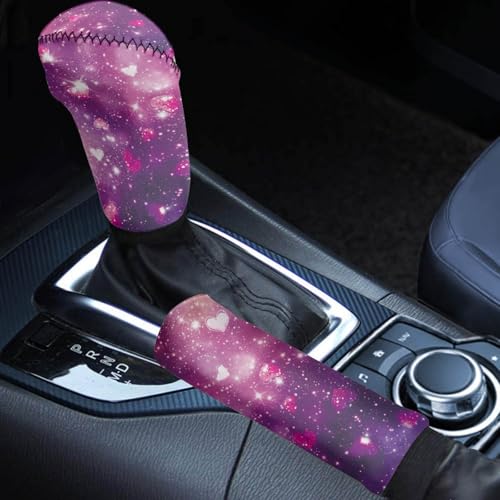 AFPANQZ Nebula Space Print Car Handbrake Cover Set with Car Gear Shift Knob Cover Automotive Interior Decoration for Women Men Truck SUVs Sedans Seat Accessories Set of 2 Pack Pink Blue - color: Galaxy space