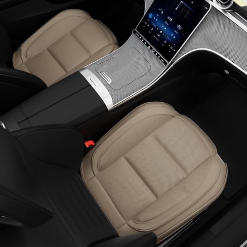 2Pcs Car Seat Cover Front PU Leather Seat Covers Universal Bottom Seat Covers for Most Vehicles,Sedan,Truck,SUV,21.26 inches in Length and 21.26 inches in Width (Beige-Front Bottom 2 Piece) - color: Beige-Front Bottom 2 Piece