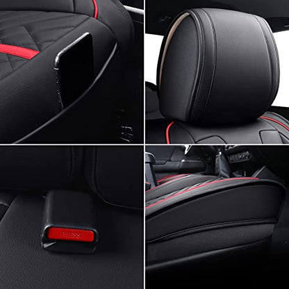 Tacoma Seat Covers Compatible with Toyota Tacoma 2005-2023 2024 2025 2026 Access Crew Double Cab Truck TRD Pro Trail Edition Limited SR5 Offroad Car Cushions (2 PCS Front/Black-Red) - color: 2 PCS Front/Black-Red