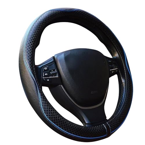 Steering Wheel Cover,Car Accessories,Microfiber Leather Car Steering Wheel Covers,Universal 15 Inch Anti-Slip Breathable Auto Interior Decor Protector,Suitable for Most Cars (Black&Blue) - color: Black&Blue